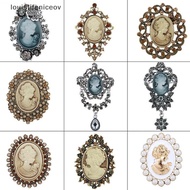 Lfmy Crystal Rhinestones Cameo Vintage Brooches for Women Queen's Cameo Beauty Glory