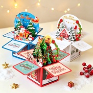 Christmas 3D Pop Up Box Card, Merry Christmas Explosion Box Greeting Card