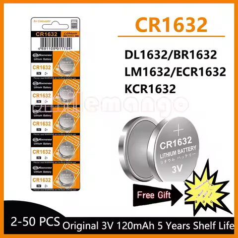 New 3V 120mAh CR1632 Coin Cells Batteries CR 1632 DL1632 BR1632 LM1632 ECR1632 Lithium Button Batter