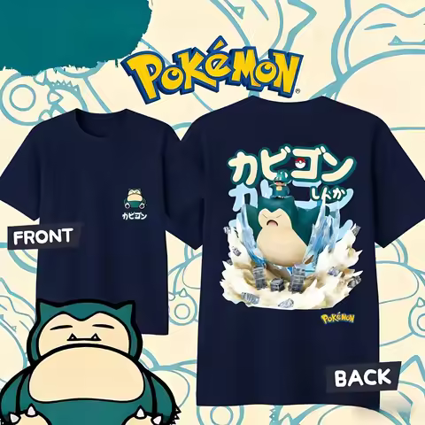 2026 Summer Pokemon Snorlax Graphic T Shirt Kids_Men_Women Short Sleeve Tee Cotton Streetwear Casual