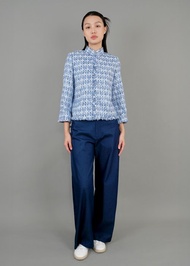 粗花呢唐裝外套(矢車菊藍色)|上班衣著|香港設計|小香風|經典