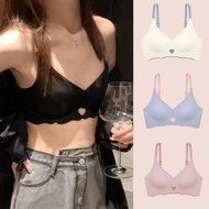 CuteByte Ice Silk Traceless Bra Heart Comfortable Panty for Woman One Piece Gather Comfortable Girl Underwear