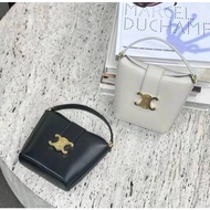 [Gift Box] Trendy Female Bag Classic Celinebag Leather Bucket Bag High Quality Cowhide Triumph Door Buckle Handbag Luxury Ladies Cross-body Bag