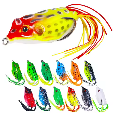 1 Pcs 6.3cm 12.4g Frog Lure Soft Tube Bait Plastic Fishing Lure with Fishing Hooks Topwater Ray Frog
