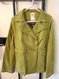 (4325) 二手Salad 青綠色短褸,  s 碼,小穿, 幾乎全新, 100% 棉, 多袋設計, 五個鈕扣袋, 一個拉鏈袋, 非常方便, 衣袖可 接起用鈕扣, 衣領特別設計, 可愛, 約高60 x