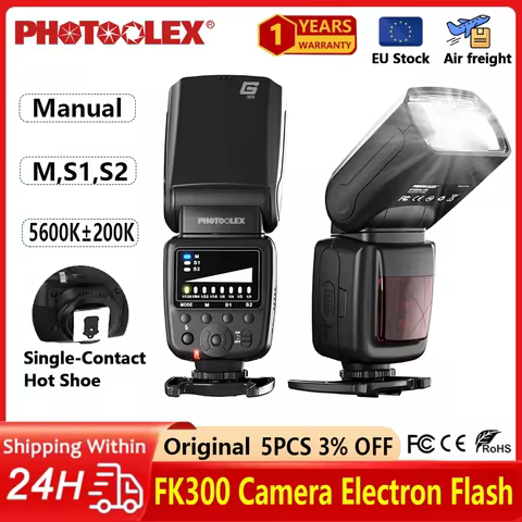 PHOTOOLEX FK300 Wireless Camera Flash 5600K GN33 Multi-Camera Hot Shoe Flash For Canon Nikon Pentax