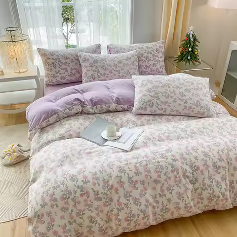3-piece active printed plant duvet set, one duvet cover and a pair of pillowcases (no inner core), s