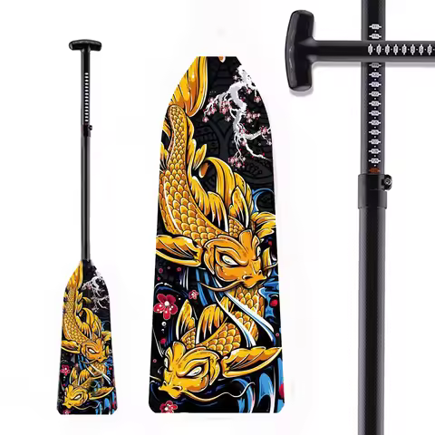 IDBF Approved Carbon Fiber Boat Paddle, Both Graphics Cyprinoid , Aluminium Clamp, Adjustable Boat P
