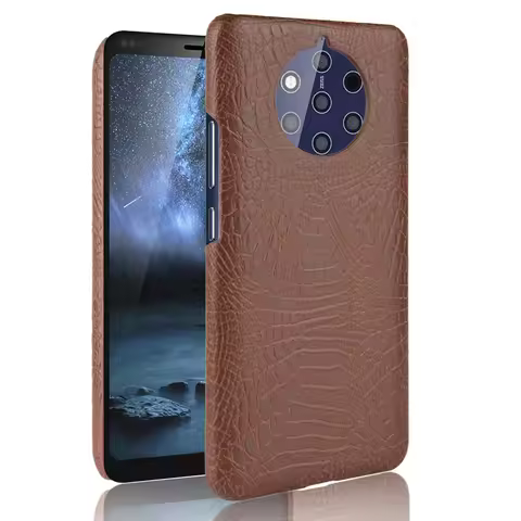For Nokia 9 PureView Pure View Case Retro PU Leather Hard Crocodile Skin Back Cover For Nokia 9 Pure