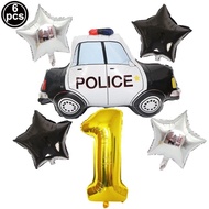6pcs POLICE CAR BALLOON PACKAGE STAR NUMBER