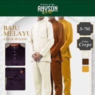 ANYSON WEAR Baju Melayu Tailor Fit Plus Size 7XL Lelaki Dewasa (Cream/Brown/Nude/Orange) | Baju Raya