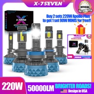 X-7SEVEN Apollo Plus 3-Year Warranty 220W 50000LM CANBUS Car LED Headlight Bulb H4 H11 HB3 H7 H1 HB4