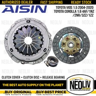 Aisin Clutch Set for Toyota Vios 1.5 2004-2020/Corolla 1.6 4AF/1NZ/2NR/1ZZ (C.Disc+P.Plate+R.Bearing