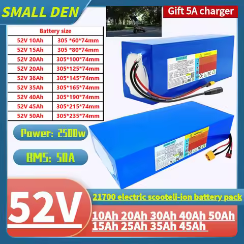 21700 52V 50Ah 45Ah 40Ah 35Ah 30Ah 25Ah 20Ah 15Ah 10Ah lithium battery pack 14S 2P-10P 0-2500W high-