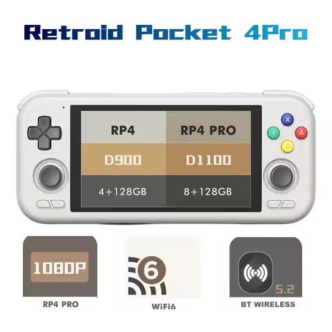 Retroid Pocket 4Pro Android Handheld Game Console 8G+128GB Handhelds Retro Player WiFi 6.0 BT 5.2 Re