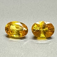1.29 CTS พลอยไพลินธรรมชาติรูปไข่รวม 2 ชิ้น 6x4MM. 1.29 CTS Total Natural Oval Yellow Sapphires Match