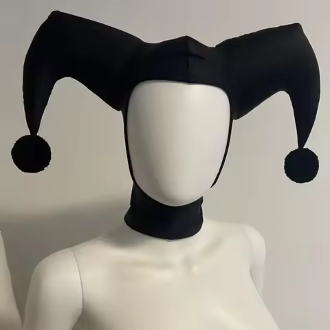 QQ Jester Cosplay Black/Red Hat Cosplay Hat Red Black Hat Halloween Party Clown Accessories Prop For
