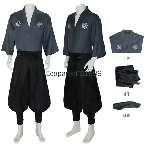 New Anime Miyamoto Musashi Cosplay Costume Vintage Japanese Warrior Kimono Swordsman Suit Men Hallow
