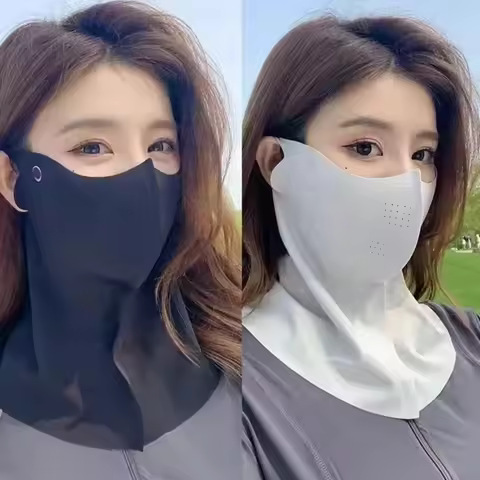 Ladies And Men's Summer Full Face Hyaluronic Acid Sunscreen Mask UPF 500+UV Protection Breathable Ic