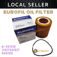 EUROFIL OIL FILTER BMW F10 F30 F20 E90 E60 X3 F01 N20 N26 N51 N52 N53 N54 N55 HU816X O55101E 1142754