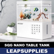 SQG Nano Table Top Small Fish Tank | Full Set Office Table Fish Aquarium