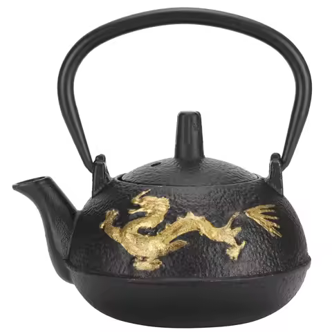 3pcs Stainless Steel Infuser Cast Iron Teapot Iron Gold Dragon Iron Tea Kettle 0.3L Stovetop Safe Ca