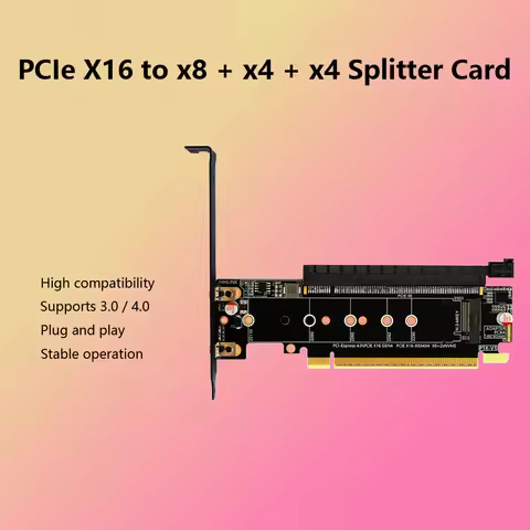 P1K PCIe 4.0 X16 Splitter Adapter Card PCIe X8 + 2×M.2 M-key NVMe SSD Expansion Card for M.2 NVMe 22