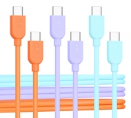 Cable Matters 3-Pack Extreme Flexible USB C Charging Cable 6ft in Orange, Blue, Purple, Support 60W 