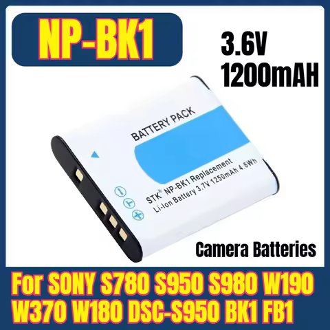 NP-BK1 3.6V 1200mAH Camera Batteries for SONY S780 S950 S980 W190 W370 W180 DSC-S950 BK1 FB1
