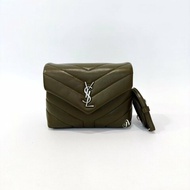 YSL LOULOU MINI 軍綠色牛皮側背包