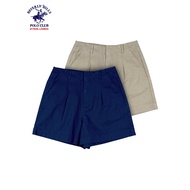 Beverly Hills Polo Club Women’s Cotton Twill Pleated Shorts in Medium Khaki & Navy LV2125