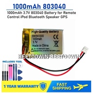 1000mAh 3.7V 803040 Battery for Remote Control IPod Bluetooth Speaker GPS