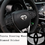 For Toyota Car Steering Wheel Logo Diamond Emblem Decoration Stickers Car Accessories for Alphard avanza camry Corolla Altis Fortuner Estima Harrier Hilux Innova Vellfire Vios