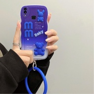 AnDyH New Design For Huawei Nova 3i 3E 4E P20 Lite P30 Lite Case 3D Cute Bear+Solid Color Bracelet Fashion Premium Gradient Soft Phone Case Silicone Shockproof Casing Protective Back Cover