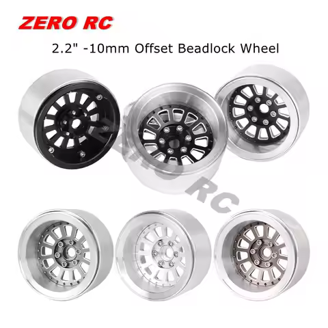 CNC METAL 2.2 Inch Beadlock Wheels Negative 10mm Offset For RC 1/10 Rock Crawler Truck 2.2" Tires SC