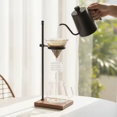 Pour-over Coffee Dripper Transparent Glass Coffee Funnel Vessel Heat-Resistant BPA-Free-BPA-Free-Saf