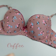 Plus Size Bra Size#40-46 C/D Wired Cotton Bra Floral Print BRA DEMI Full Cup Bra Women Lingeri Ladie