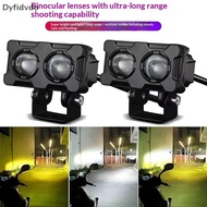 Dyfidvdo 1/2Pcs Dual Color Motorcycle Headlight Fog Lamp Motorcycle LED Fog Lights Double LED Mini D