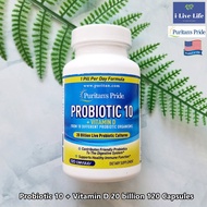 โปรไบโอติก 10 สายพันธ์  2 หมื่นล้านตัว Probiotic 10 + Vitamin D 20 Billion Live Cultures 120 or 60 Capsules - Puritans Pride โปรไบโอติคส์