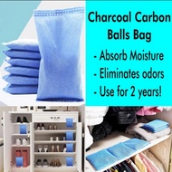 6x100g Activated Charcoal Carbon Balls Moisture Dehumidifier Thirsty Hippo deodorizer Bamboo Closet shoe rack Cabinet