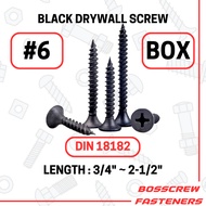 Black - Drywall Screw 3.5mm ( 6) x (20mm ~ 65mm) Wood Screw, Partition Screw (1 Box)