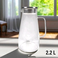 2.2 Liter Large Multipurpose Glass Teapot Oil Bottle with Borosilicate Glass Stainless Steel Lid