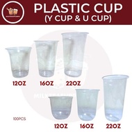 [100Pcs] U Cup Y PP For Milktea 12Oz 16Oz 22Oz High Quality Plastic 613