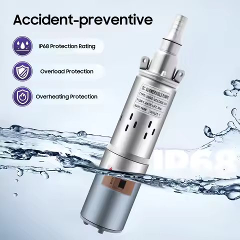 Deep Well Water Pump 12 V 180 W Stainless Steel Fountain Pump Max. Flow 1.2m³/263.96gal/H Submersibl