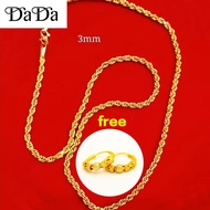100% Original Pure Gold 916 emas necklace mens Chopin Long Chain Jewelry Gift for Boyfriend Rantai l