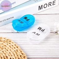 PeaceShells 2 Grids Waterproof Pill Organizer Portable Oval Pill Box Pill Container Daily AM&PM Cont