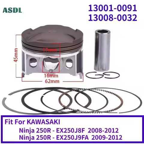 For Kawasaki Ninja 250R EX250 J8F 1/2sets Motorcycle STD 62mm Piston Ring Kit Ninja250R Ninja 250R E