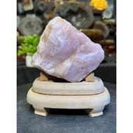 rose quartz 100% natural raw stone🔮天然原矿粉晶石 透光晶体 助人缘、事业贵人缘 + 特制实木底座(底座会喷上黑漆)粉晶高H: 8cm  宽W: 11x7cm   净