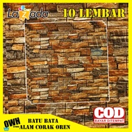 Promo // Wallpaper Dinding 3D Timbul Isi 10 Lembar Motif Batu Bata Putih Murah