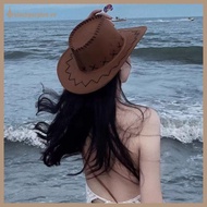 BPURPLE Women Men Cowboy Hat Western Suede Cowgirl Hats Fashion West Fancy Dress Party Headwear Unis